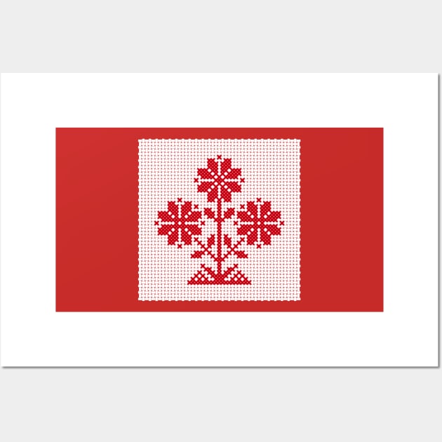 White and red Belarus ornament Wall Art by kavalenkava